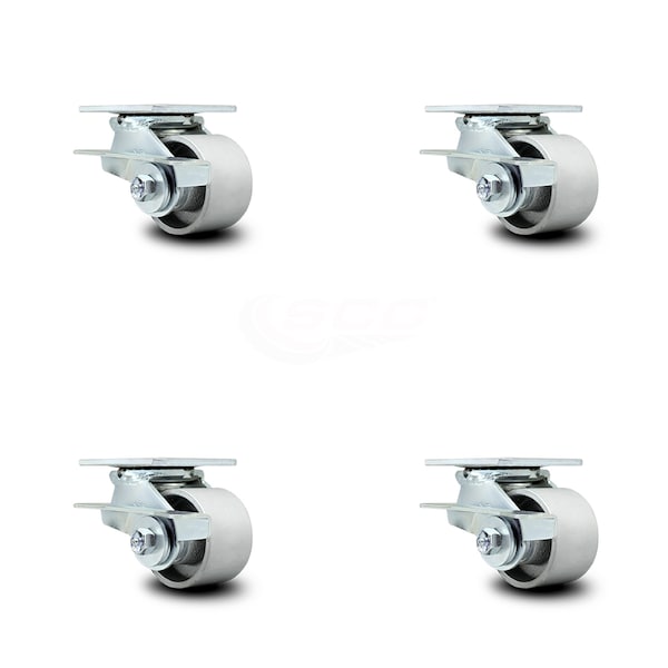 3.25 Inch Semi Steel Swivel Caster Set with Ball Bearings and Brakes SCC